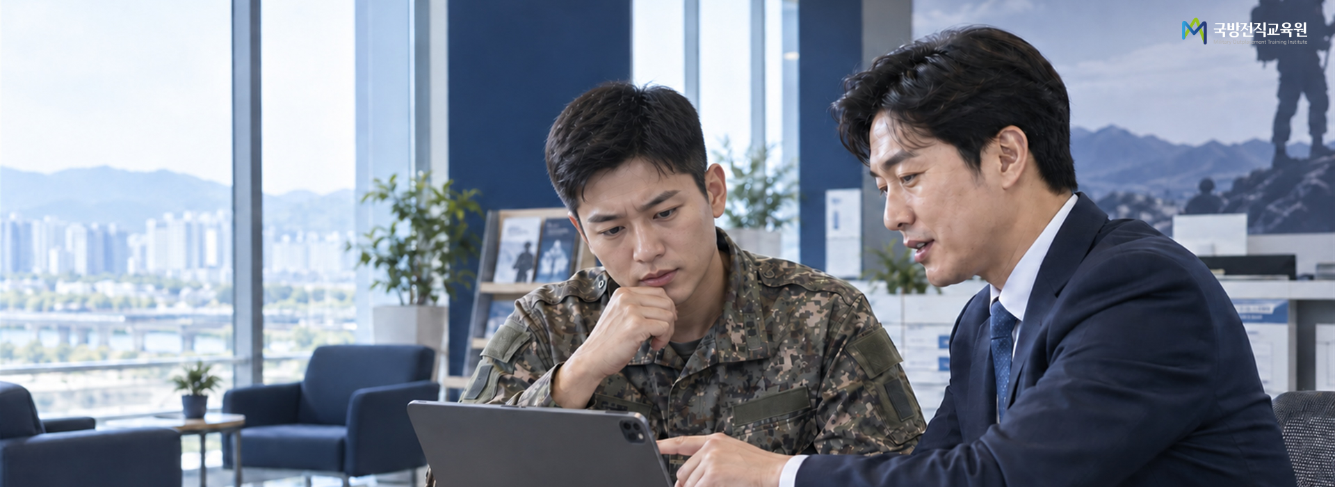 디자인펀치 제작 - 국방전직교육원 AI역량프로그램 Responsive Web/App 메인 비주얼 (PC)